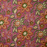 Coton indien imprimé Delhi marron et vert fond violet