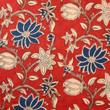 Coton indien imprimé Kanpur bleu fond rouge