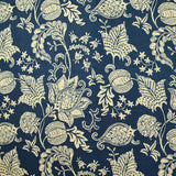 Coton indien imprimé Mumbai beige fond bleu