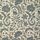 Coton indien imprimé Tirian bleu fond écru