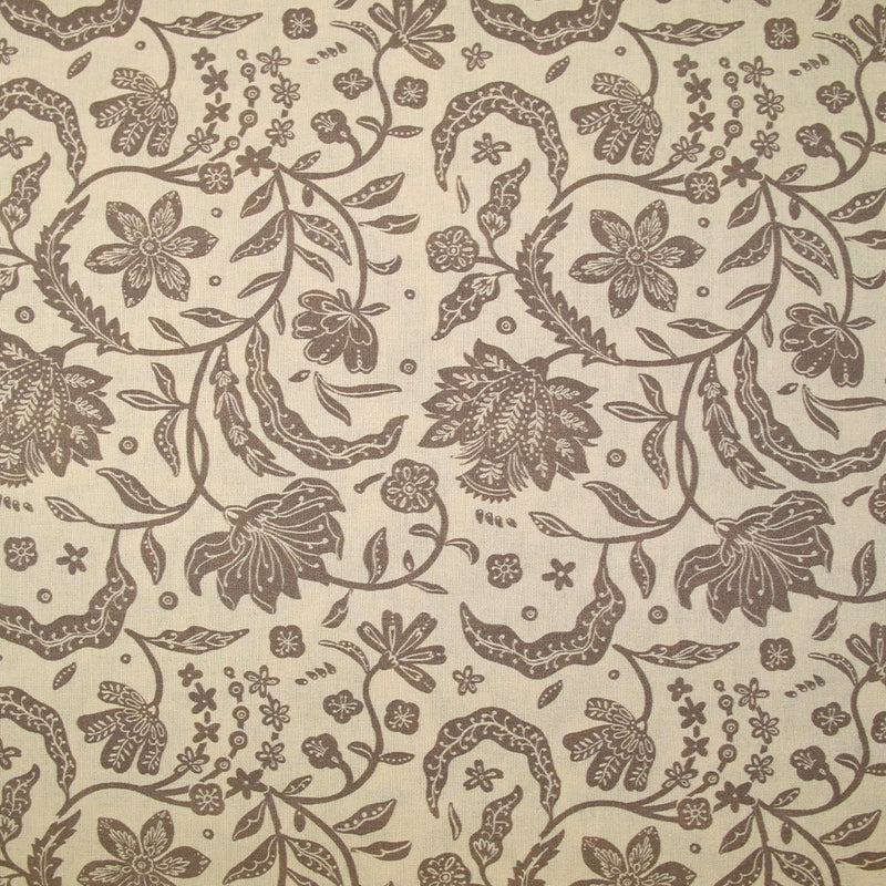 Coton indien imprimé Tirian taupe fond écru