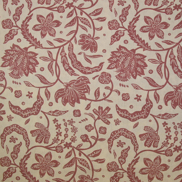 Coton indien imprimé Tirian vieux rose fond écru