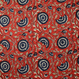 Coton indien imprimé Vadodara bleu marine fond rouge tomette