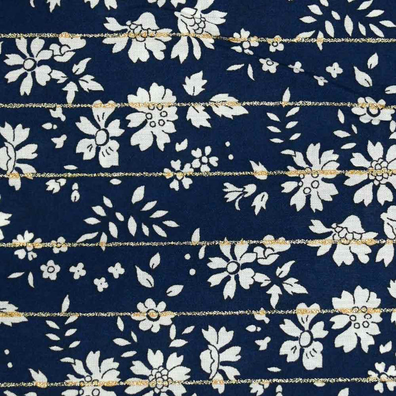 Cotton Liberty ® striped metal Capel navy per meter