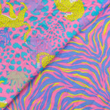 Coton matelassé double face léopard jaune au mètre