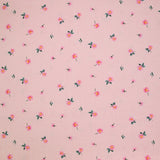 Coton rayé imprimé petite fleur rose fond rose