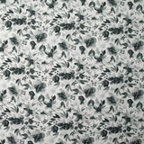 Coton tissé aspect lin imprimé fleurs en aquarelle gris fond blanc