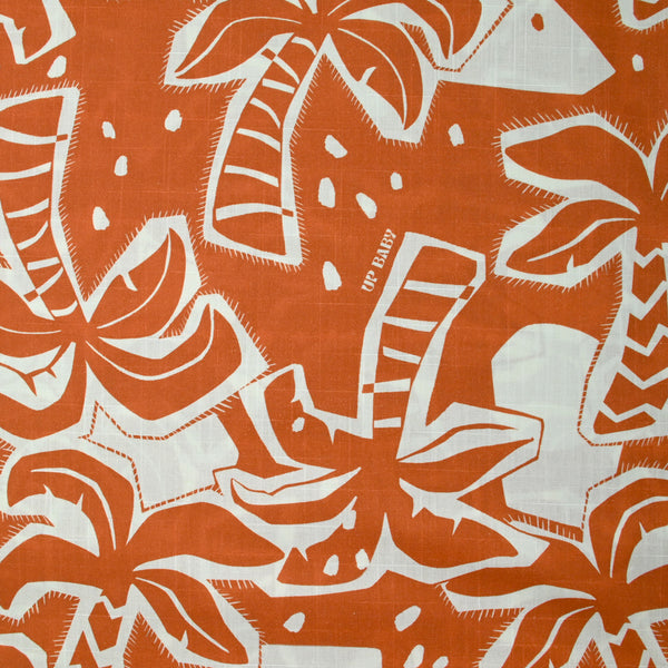 Coton tissé aspect lin imprimé palmiers up baby fond camel