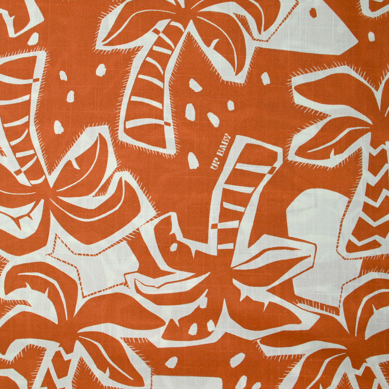 Coton tissé aspect lin imprimé palmiers up baby fond camel