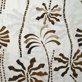Coton tissé aspect lin imprimé palmiers ondulés fond blanc