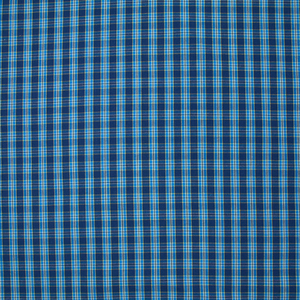 Coton tissé teint à carreaux bleu et marine