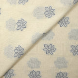 Coton tissé-teint jacquard Flora bleu fond écru