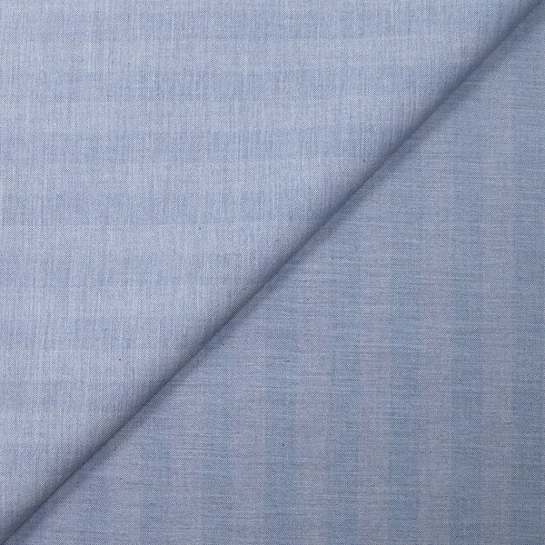Coton tissé teint rayé chevrons bleu ciel chiné