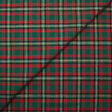 Coton tissé-teint tartan rouge et lurex doré fond vert