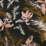 Crêpe de chine 100% soie imprimé un soir d'été fond noir