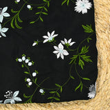 Crêpe de chine brodé Nina fond noir au mètre