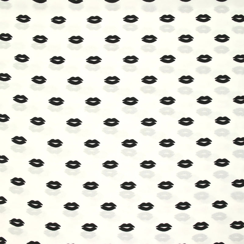 Crêpe de polyester bouche noir fond blanc