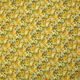 Crêpe georgette imprimé fleurettes canard, ocre et jaune