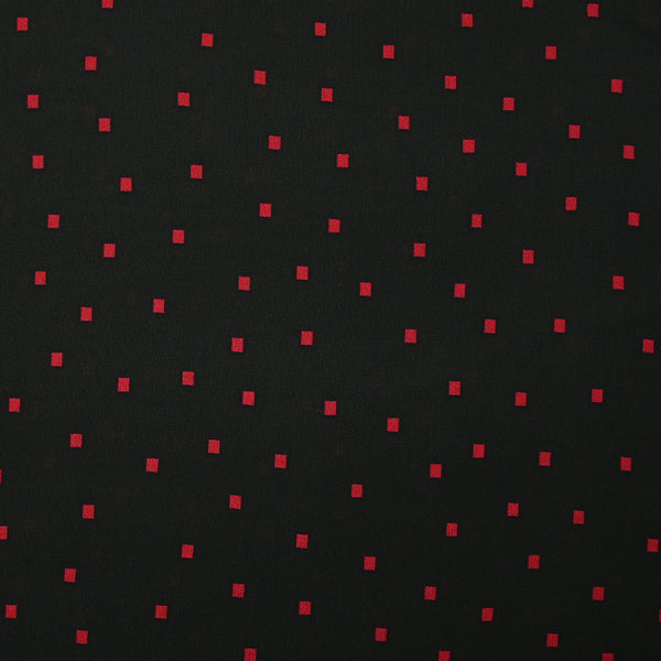 Crêpe georgette viscose imprimé rectangle rouge fond noir