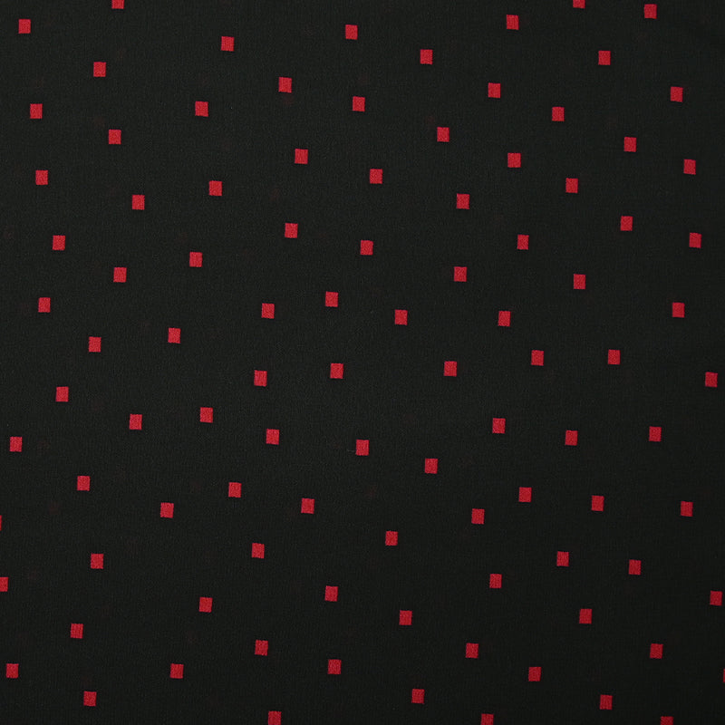 Crêpe georgette viscose imprimé rectangle rouge fond noir