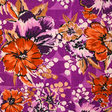 Crêpe imprimé fleurésia fond violet