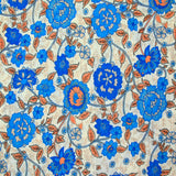 Crêpe imprimé harmonie bohème bleu et orange
