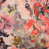 Crêpe lourd imprimé aquarelle de fleurs fond argile