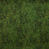 Crêpe lourd imprimé léopard jaune ocre fond vert grenouille