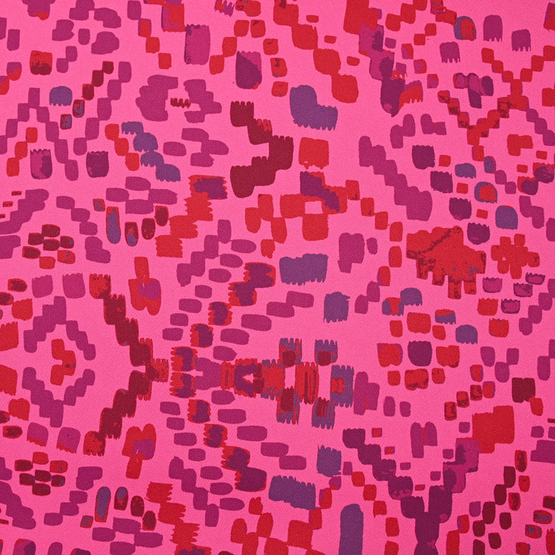 Crêpe lourd imprimé pixel fond fuchsia