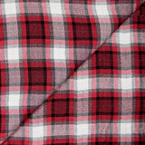 Crêpe polyviscose tissé teint carreaux blanc et rouge