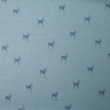 Crêpe satin de polyester imprimé zèbre fond bleu charrette
