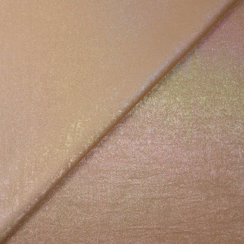 Crêpe satin irisé arc-en-ciel fond nude