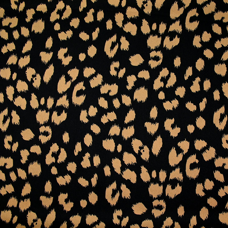 Crêpe satiné de polyester sauvage mordoré fond noir