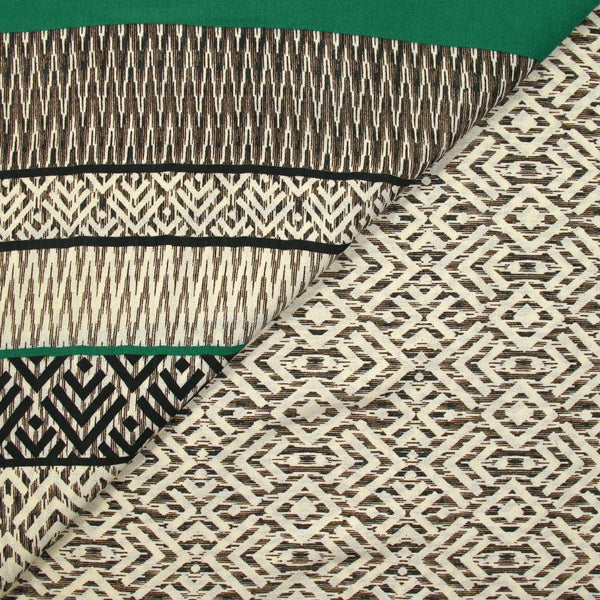 Crêpe viscose fin imprimé chemin aztèque fond écru