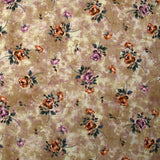 Crêpe viscose imprimé fleurs d'antan fond taupe brumeux