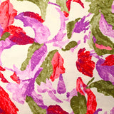 Crêpe polyviscose imprimé fleurs stylisées fond écru