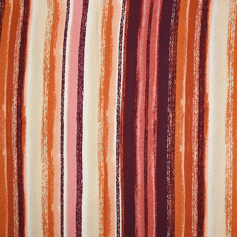 Crêpe viscose rayures trait de craie rouge et orange