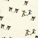 Crépon polyester onde de vie fond blanc cassé