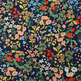 Crépon viscose rayé lurex argent botanique fond marine