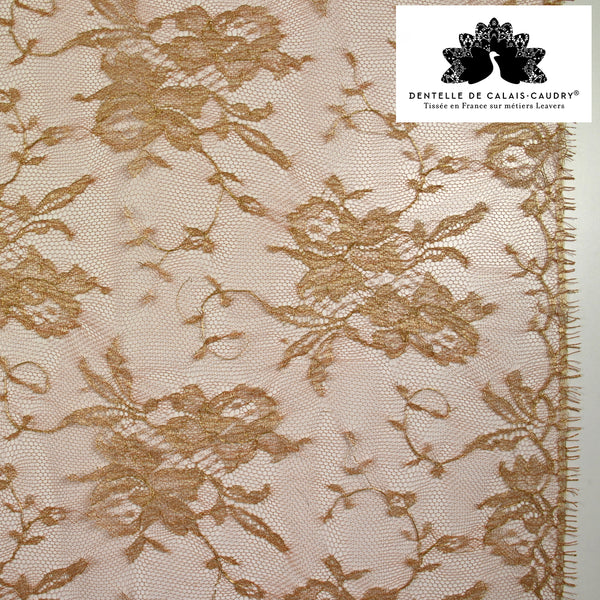 Dentelle de Calais® Calandra cuivre et doré au mètre