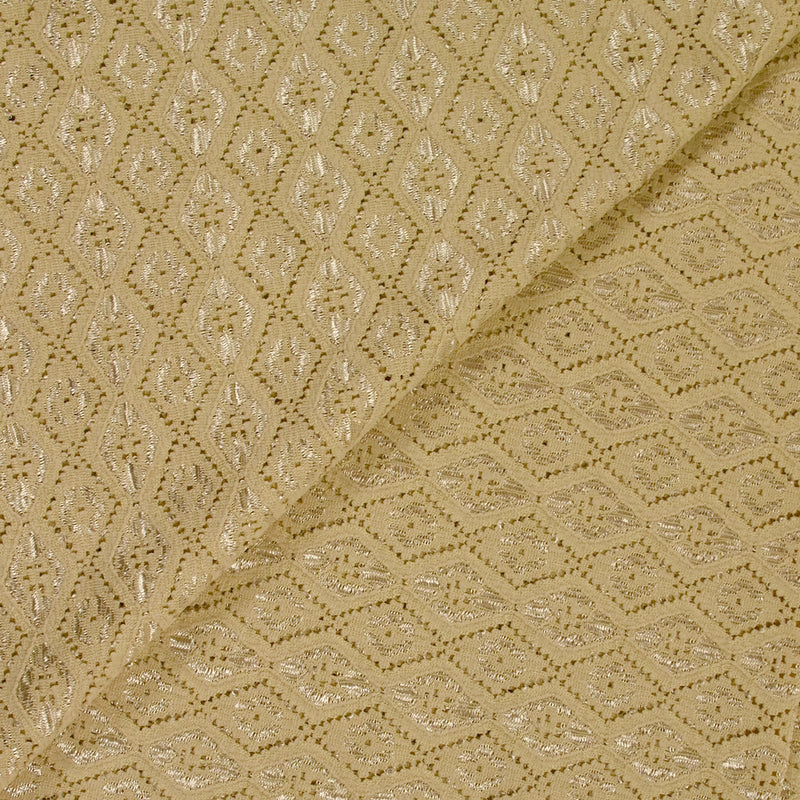 Dentelle polyester losanges satiné beige
