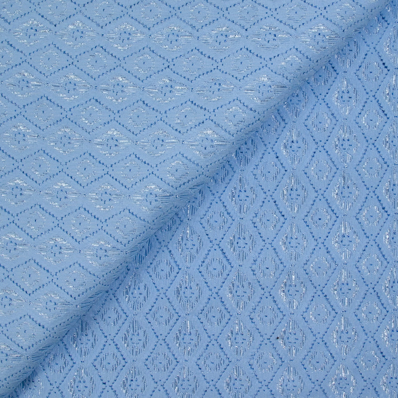 Dentelle polyester losange satiné bleu