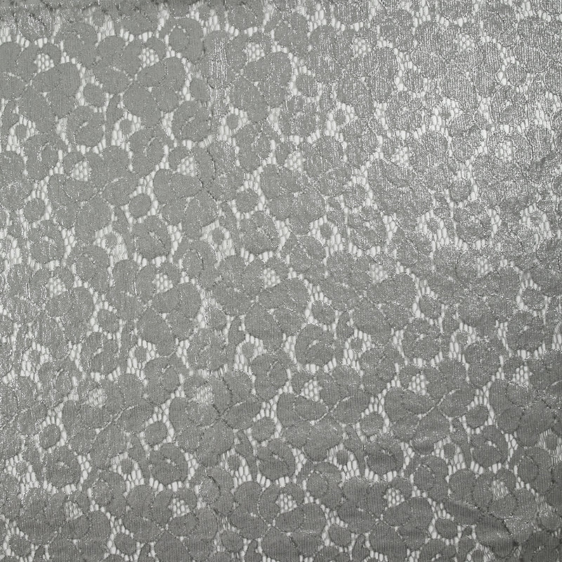 Dentelle polyester Victoria argent fond gris