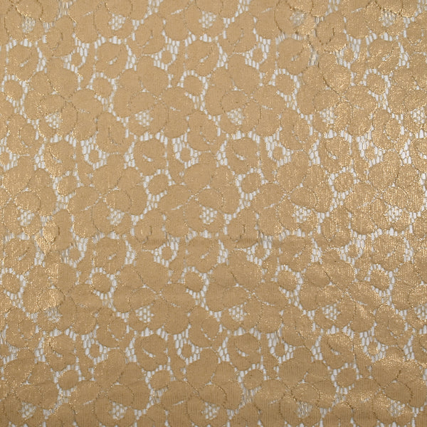 Dentelle polyester Victoria doré fond beige