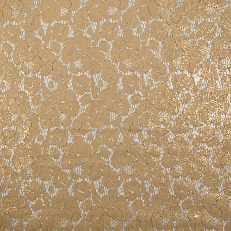 Dentelle polyester Victoria doré fond beige
