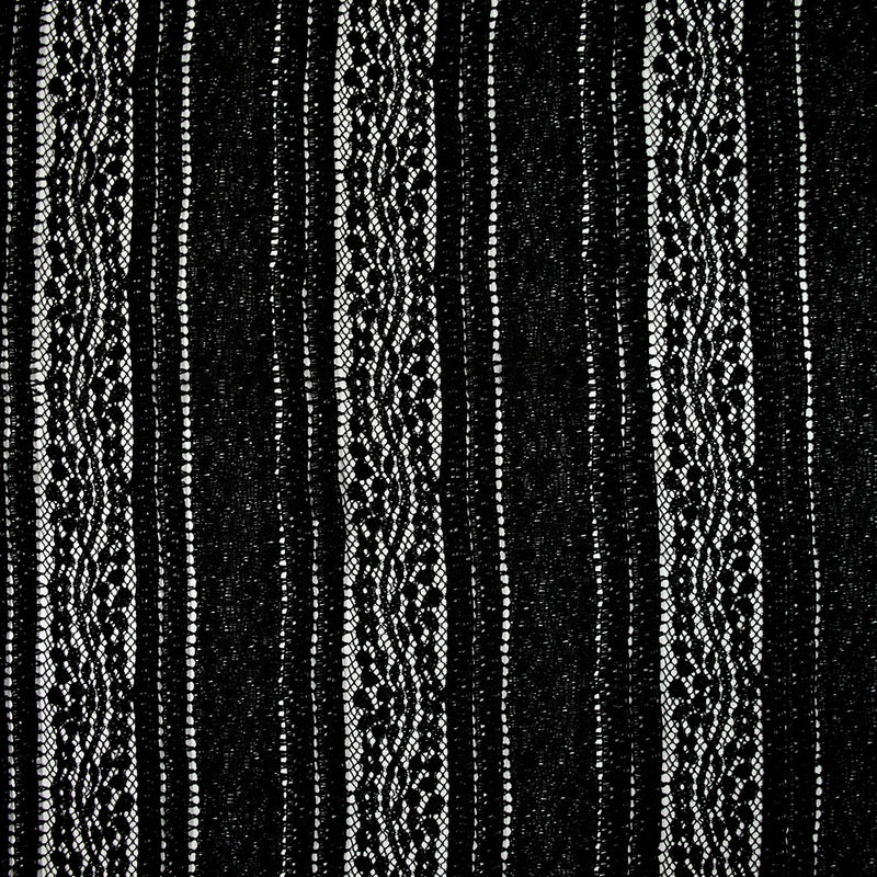 Dentelle rayure à volants noir 