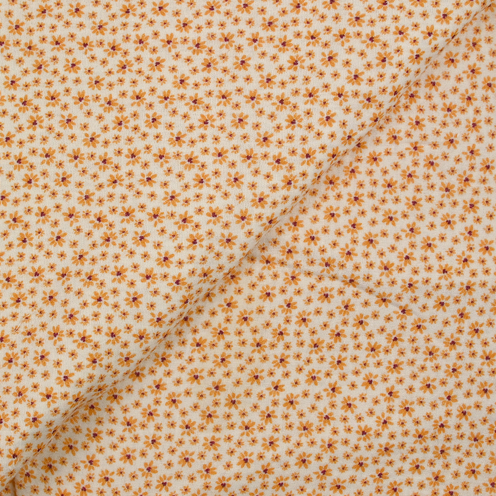 Coupons De Tissu Fleuri Mauve + Orange Uni - 2 Pièces Coton - Neuf