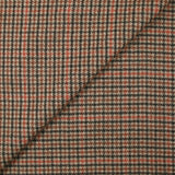 Drap de laine mélangée pied-de-poule marron et rouille fond beige