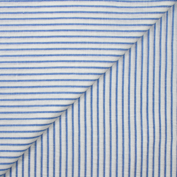 Étamine de polyester fines rayures fond bleu bleuet