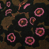 Fausse fourrure sherpa brodée floraison fond noir